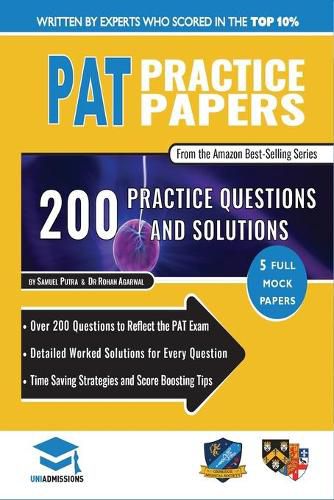 Cover image for PAT Practice Papers: 5 Full Mock Papers, 250 Questions in the style of the PAT, Detailed Worked Solutions for Every Question, Physics Aptitude Test, UniAdmissions