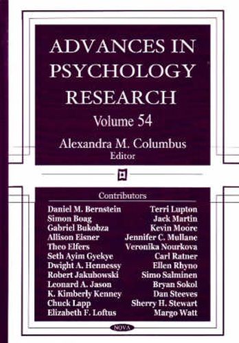 Cover image for Advances in Psychology Research: Volume 54