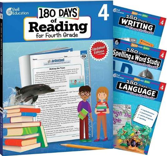 180 Days (TM): Reading 2nd Ed, Writing, Spelling, & Language Grade 4: 4-Book Set