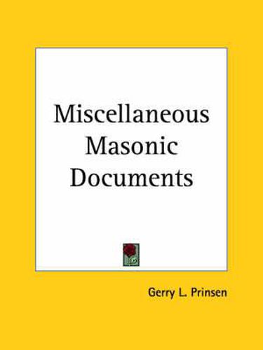 Cover image for Miscellaneous Masonic Documents