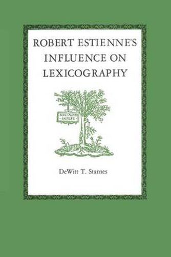 Cover image for Robert Estienne's Influence on Lexicography