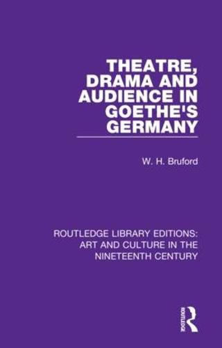 Cover image for Theatre, Drama and Audience in Goethe's Germany