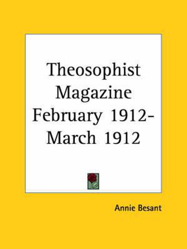 Cover image for Theosophist Magazine (February 1912-March 1912)