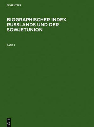 Cover image for Biographischer Index Russlands Und Der Sowjetunion