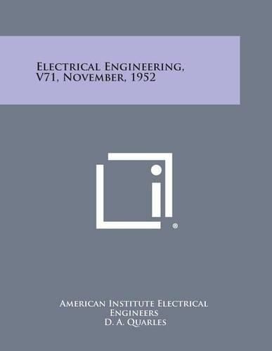 Cover image for Electrical Engineering, V71, November, 1952