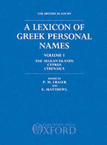 Cover image for A Lexicon of Greek Personal Names