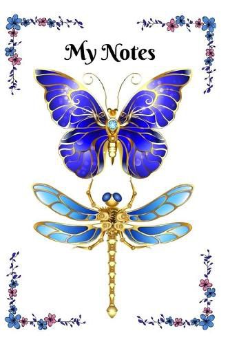 Cover image for Blue and Gold Butterfly and Dragonfly Notebook