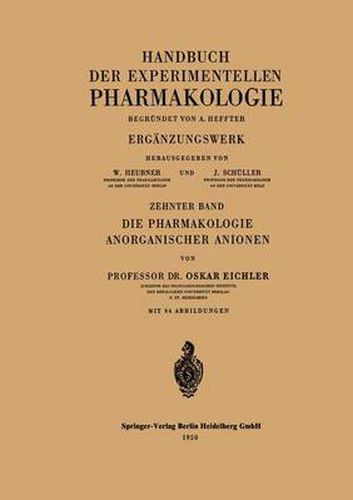 Cover image for Die Pharmakologie Anorganischer Anionen: Die Hofmeistersche Reihe