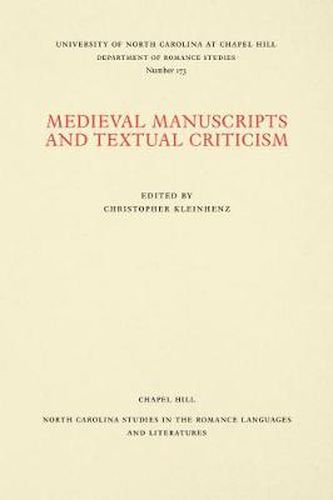 Cover image for Medieval Manuscripts and Textual Criticism