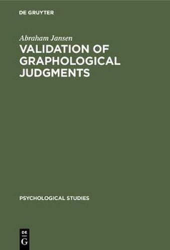 Cover image for Validation of graphological judgments