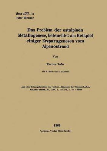 Cover image for Das Problem der ostalpinen Metallogenese, beleuchtet am Beispiel einiger Erzparagenesen vom Alpenostrand