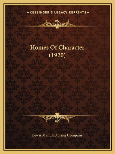 Cover image for Homes of Character (1920)