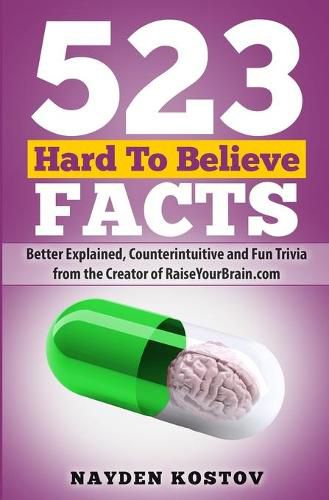 Cover image for 523 Hard To Believe Facts: Better Explained, Counterintuitive and Fun Trivia from the Creator of RaiseYourBrain.com