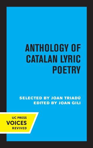 Cover image for Anthology of Catalan Lyric Poetry