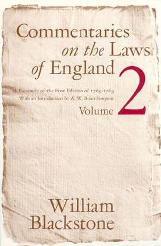 Cover image for Commentaries on the Laws of England, Volume 2: A Facsimile of the First Edition of 1765-1769