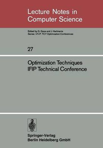Cover image for Optimization Techniques IFIP Technical Conference: Novosibirsk, July 1-7, 1974