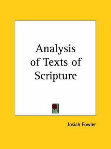 Cover image for Analysis of Texts of Scripture (1881)