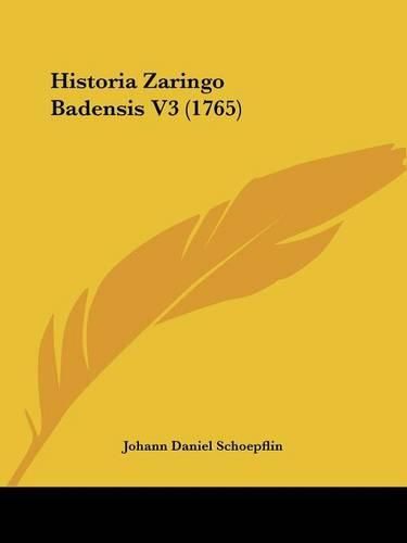 Cover image for Historia Zaringo Badensis V3 (1765)