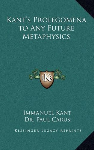 Cover image for Kant's Prolegomena to Any Future Metaphysics