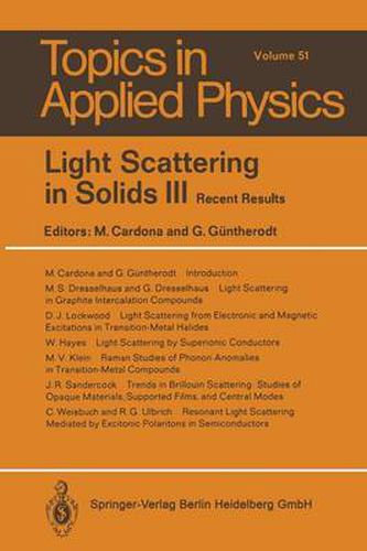 Cover image for Light Scattering in Solids III: Recent Results