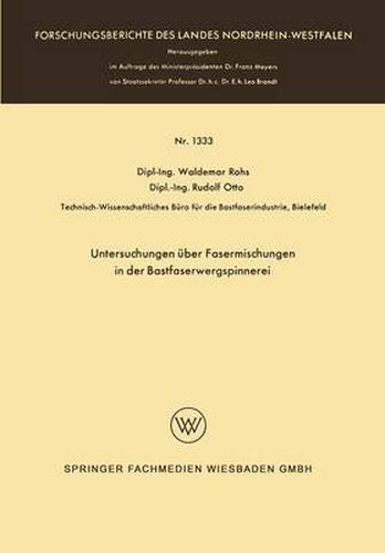 Cover image for Untersuchungen UEber Fasermischungen in Der Bastfaserwergspinnerei