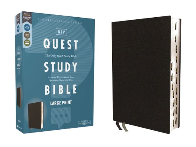 Cover image for NIV, Quest Study Bible, Large Print, Bonded Leather, Black, Thumb Indexed, Comfort Print