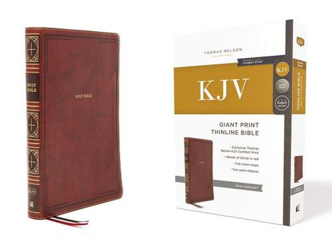 Cover image for KJV Holy Bible, Giant Print Thinline Bible, Brown Leathersoft, Red Letter, Comfort Print: King James Version