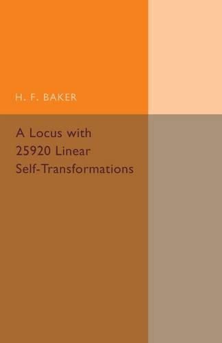 Cover image for A Locus with 25920 Linear Self-Transformations