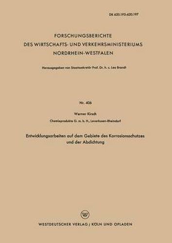 Cover image for Entwicklungsarbeiten Auf Dem Gebiete Des Korrosionsschutzes Und Der Abdichtung