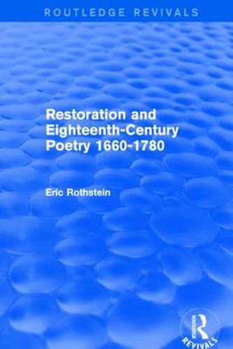 Cover image for Restoration and Eighteenth-Century Poetry 1660-1780 (Routledge Revivals)