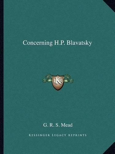 Concerning H.P. Blavatsky