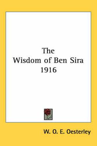 Cover image for The Wisdom of Ben Sira 1916