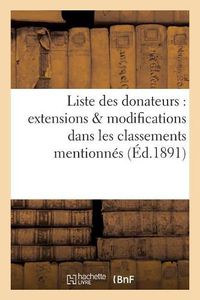 Cover image for Liste Des Donateurs: Extensions & Modifications Dans Les Classements Mentionnes A Leurs: Dates Dans Le Bulletin Des Musees