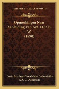 Cover image for Opmerkingen Naar Aanleiding Van Art. 1183 B. W. (1890)