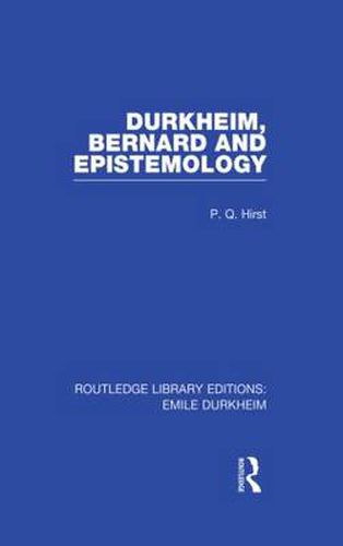 Cover image for Durkheim, Bernard and Epistemology