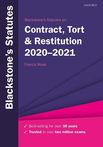 Cover image for Blackstone's Statutes on Contract, Tort & Restitution 2020-2021