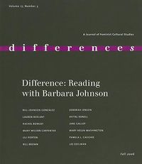 Cover image for Difference: Reading with Barbara Johnson