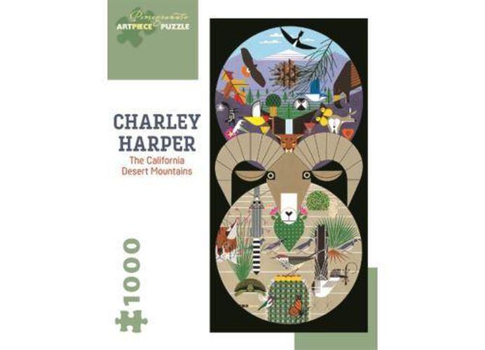 California Desert Mountains Charley Harper Artpiece - 1000 Piece Puzzle