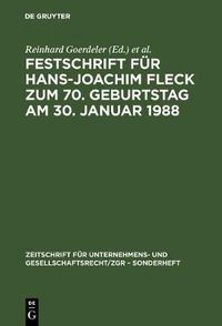 Cover image for Festschrift Fur Hans-Joachim Fleck Zum 70. Geburtstag Am 30. Januar 1988