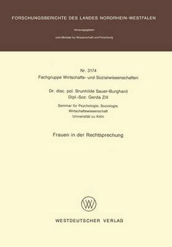 Cover image for Frauen in Der Rechtsprechung: Seminar Fur Psychologie, Soziologie, Wirtschaftswissenschaft : Report