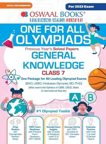 Cover image for Oswaal One For All Olympiad Previous Years' Solved Papers, Class-7 General Knowledge Book (For 2023 Exam)