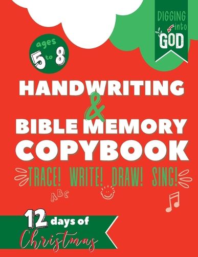 Cover image for Christmas Handwriting & Bible Memory Copybook For Kids Ages 5-8