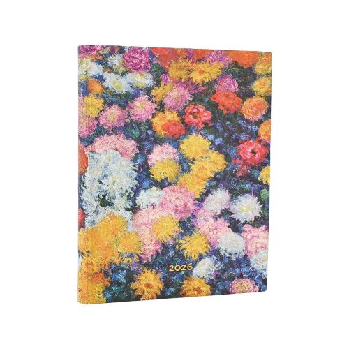 Cover image for 2026 Monet's Chrysanthemums Ultra 12-month Day-at-a-Time Softcover Flexi Dayplanner 2026 (Elastic Band Closure)