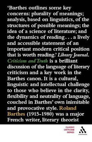 Cover image for Criticism and Truth