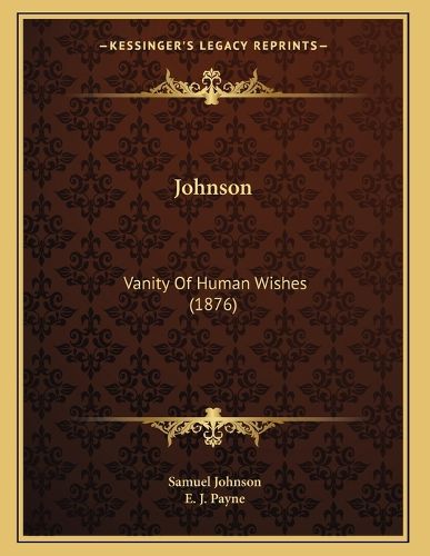 Cover image for Johnson: Vanity of Human Wishes (1876)