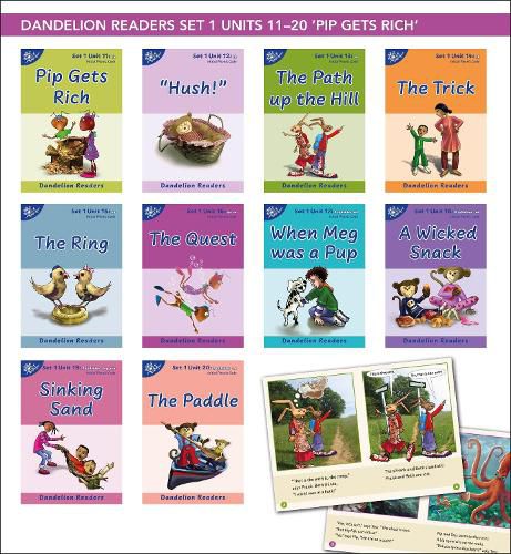 Cover image for Phonic Books Dandelion Readers Set 1 Units 11-20 (Two-letter spellings sh, ch, th, ng, qu, wh, -ed, -ing, le)