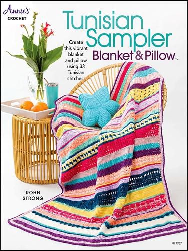 Cover image for Tunisian Sampler Blanket & Pillow: Create This Vibrant Blanket and Pillow Using 33 Tunisian Stitches!