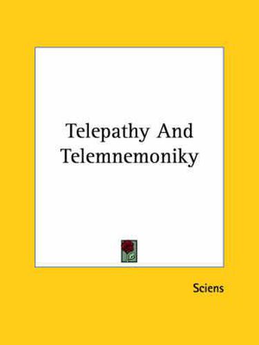 Cover image for Telepathy and Telemnemoniky