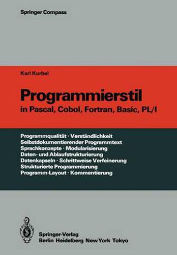 Cover image for Programmierstil in Pascal, Cobol, Fortran, Basic, PL/I