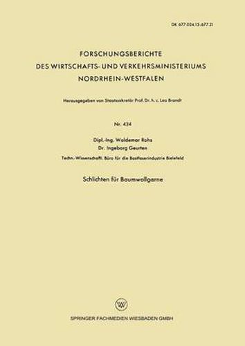 Cover image for Schlichten fur Baumwollgarne